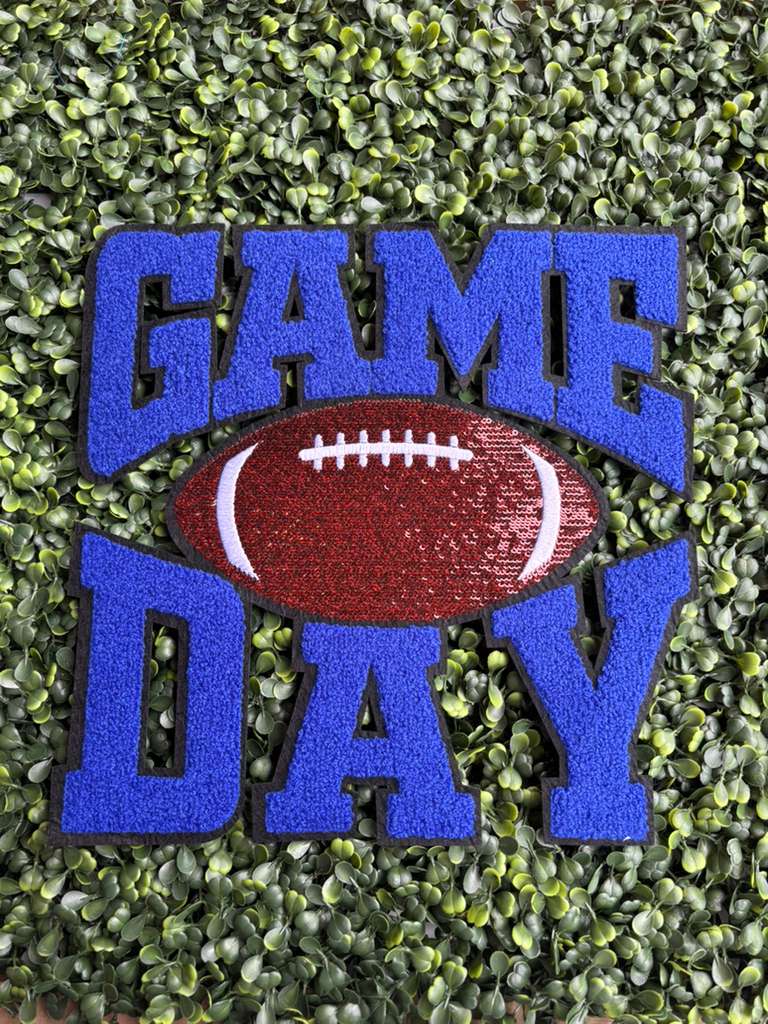 Game Day Football Full Front Chenille Patch – Blue