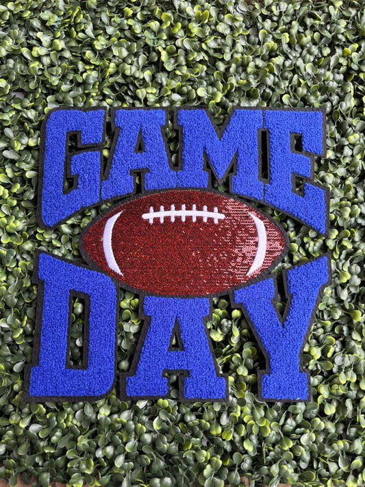 Game Day Football Full Front Chenille Patch – Blue