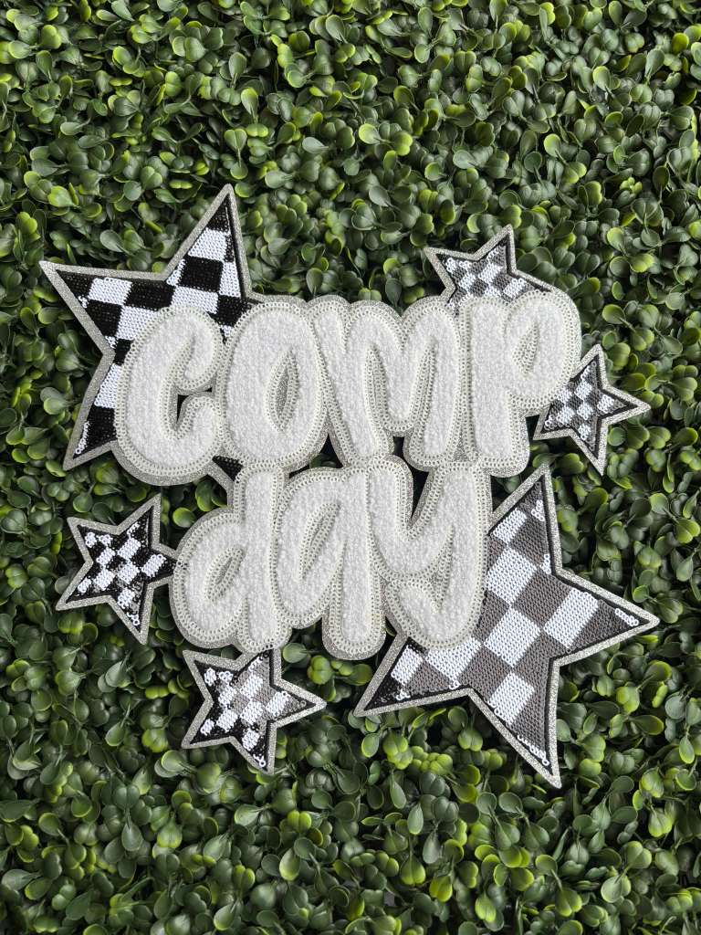 Game Day Stars Full Front Chenille Patch – White