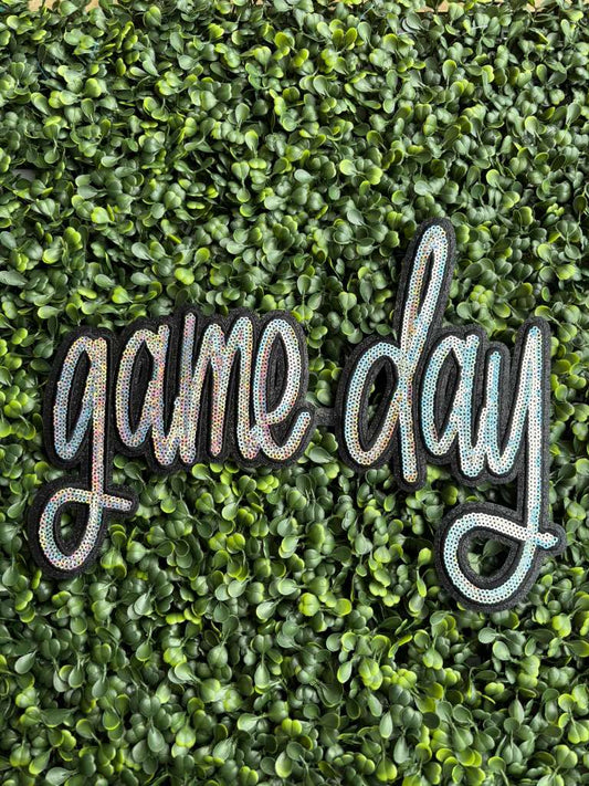 Game Day Script Full Front Sequin Chenille Patch