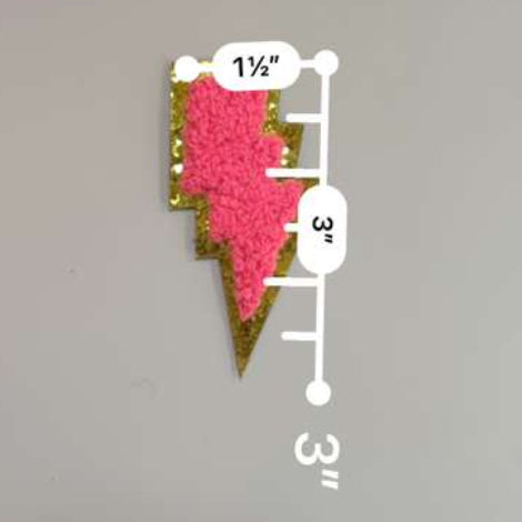 Neon Pink Teddy Lightning Bolt Patch