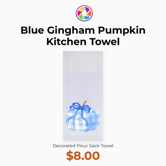 Blue Gingham Pumpkin Kitchen Towel