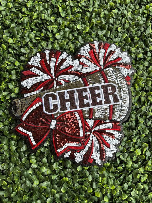 Game Day Cheer Megaphone Full Front Sequin Chenille Patch