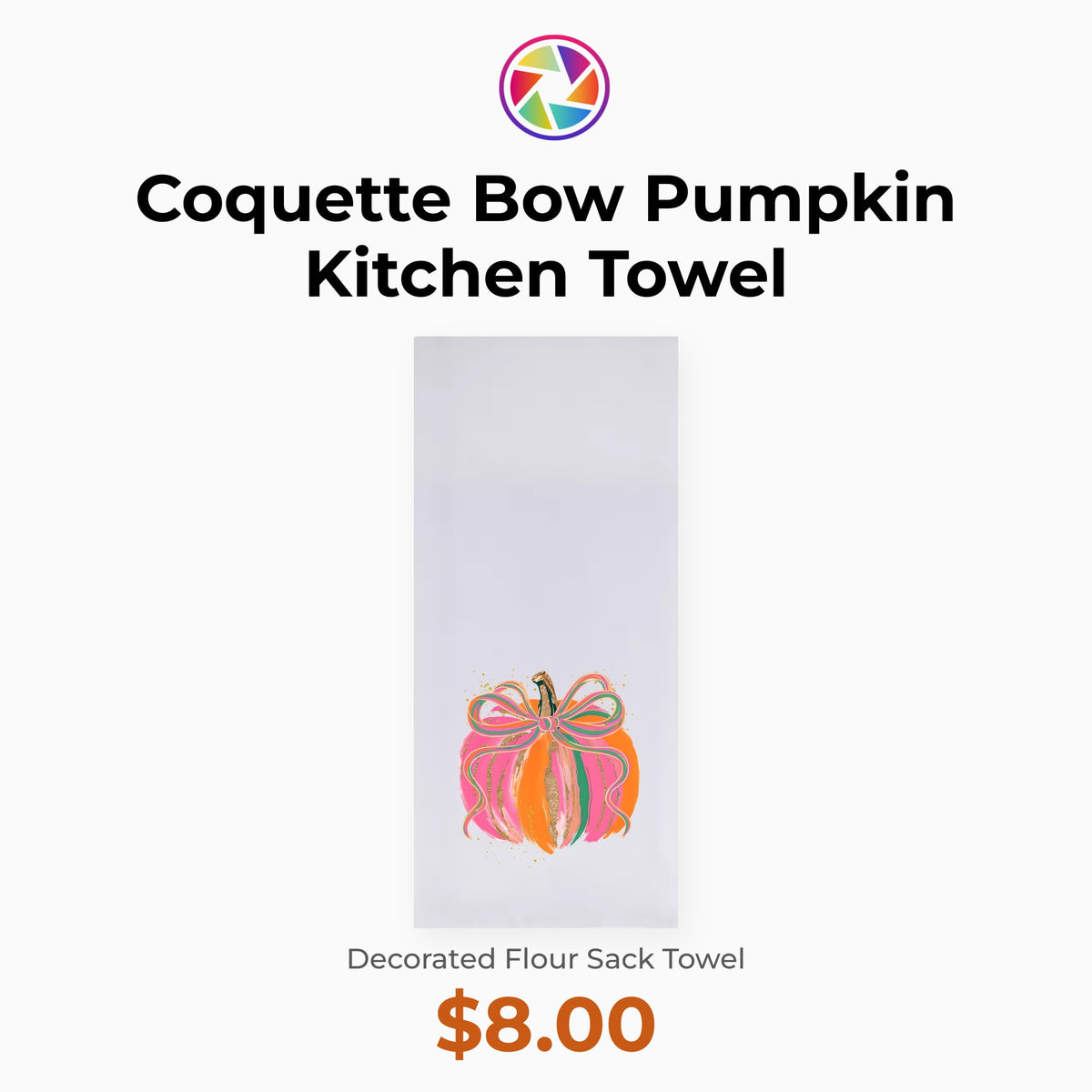 Coquette Bow Pumpkin Kitchen Towel