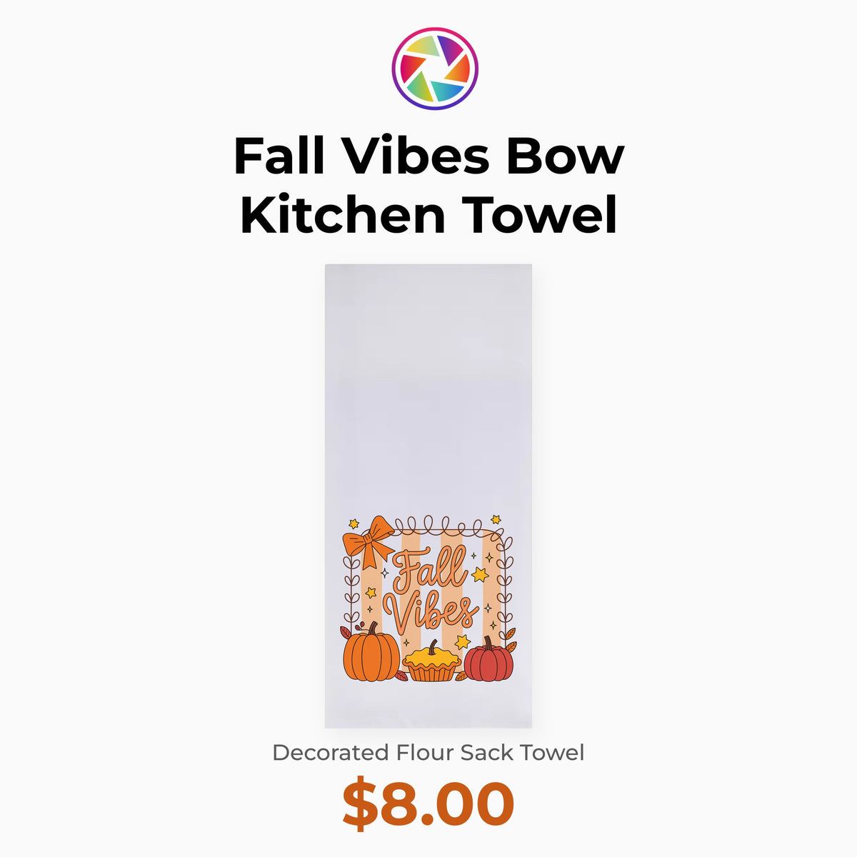 Fall Vibes Bow Kitchen Towel