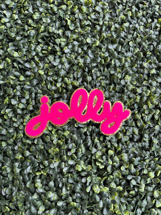Jolly Front Left/Hat/Kids Chenille Patch – Pink & Gold