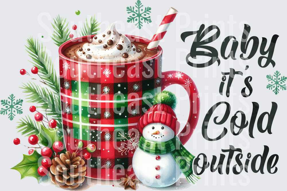 Baby It's Cold Outside Christmas Hot Cocoa Snowman