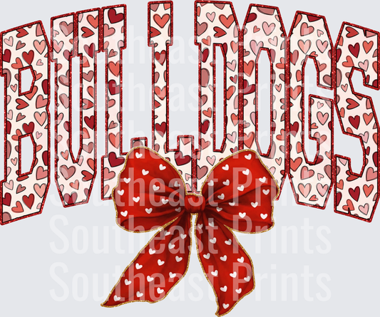 Bulldogs Valentine Hearts Bow