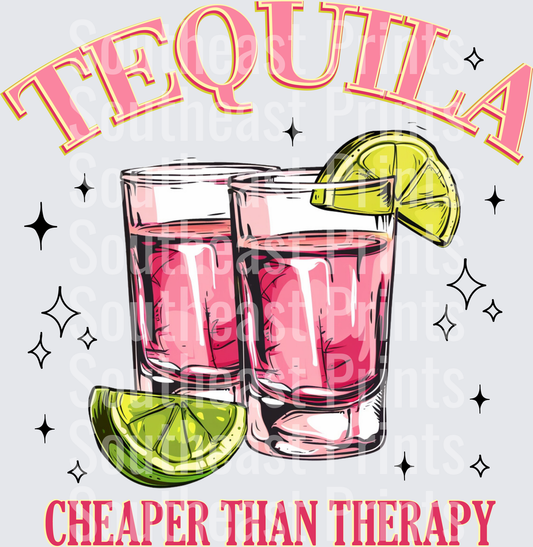 Tequila Cheaper Than Therapy Pink
