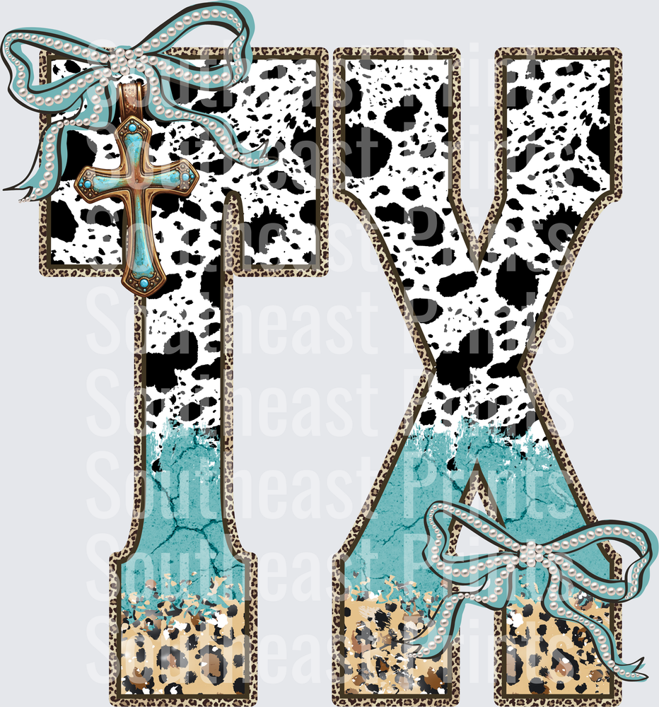 TX Cowhide Turquoise