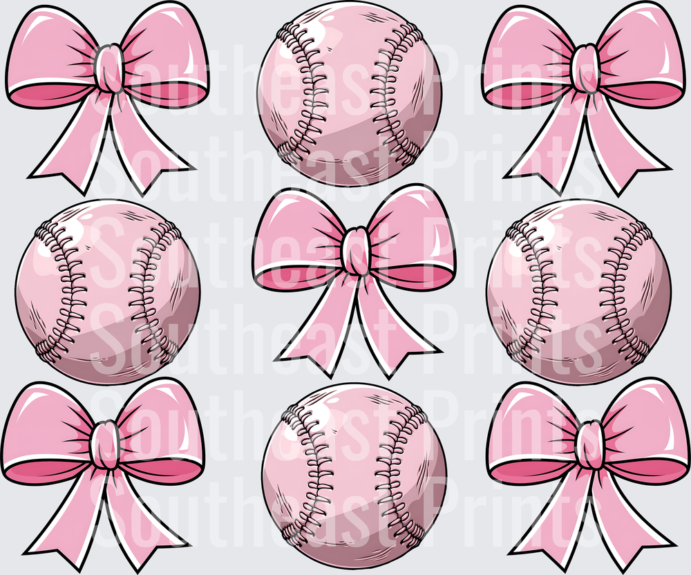 Pink Baseball Bows