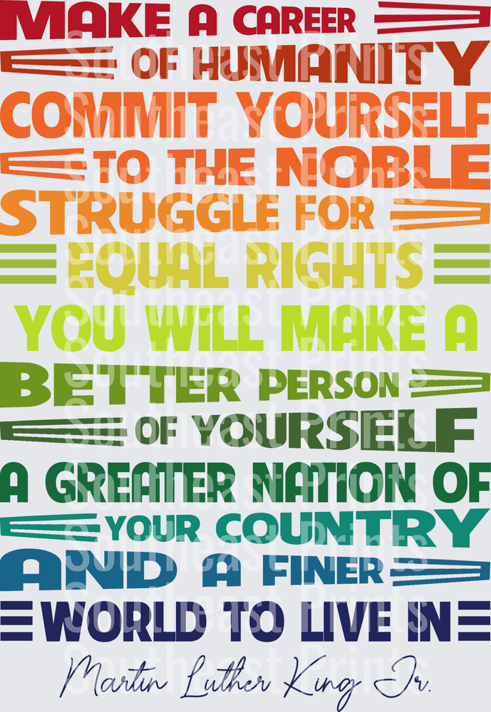 Martin Luther King Jr Equal Rights Quote Rainbow Typography