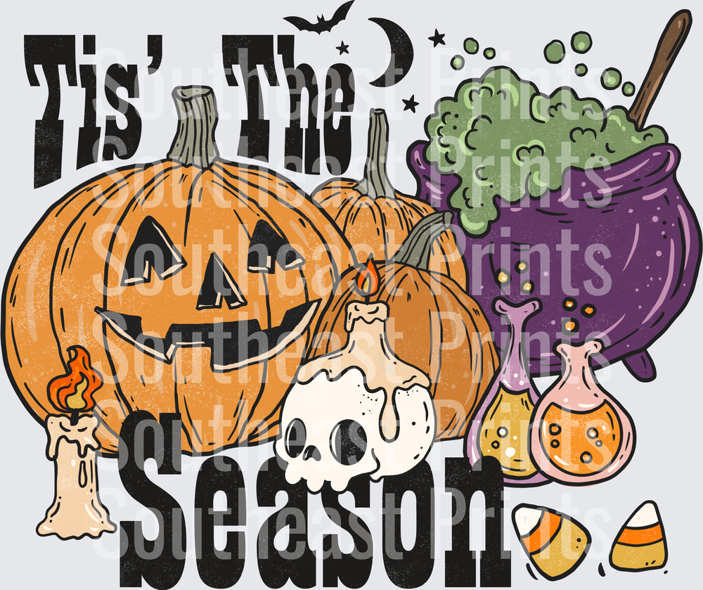 Tis The Season Halloween Pumpkins Witch Cauldron
