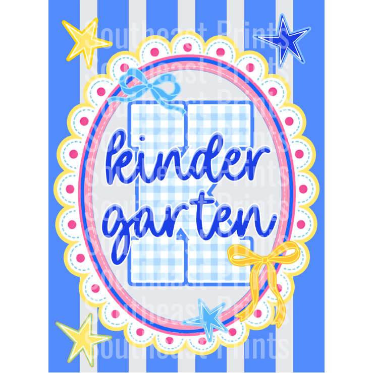 Kindergarten Gingham Oval