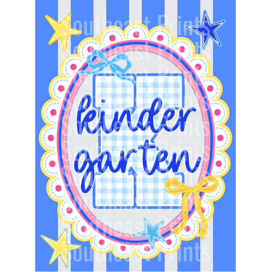 Kindergarten Gingham Oval