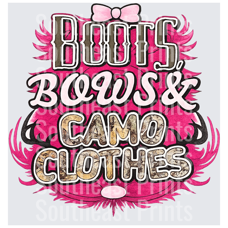 Boots Bows and Camo Clothes Pink Country Girl Design
