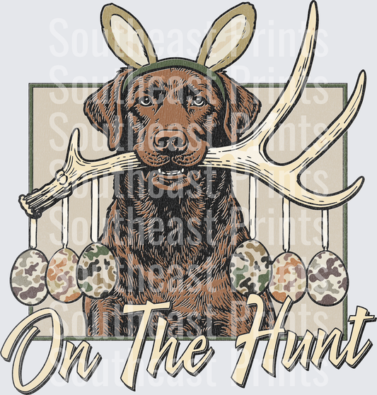 Chocolate Lab Dog with Antlers