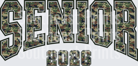 Senior 2026 Camouflage Military Style Graduate Design