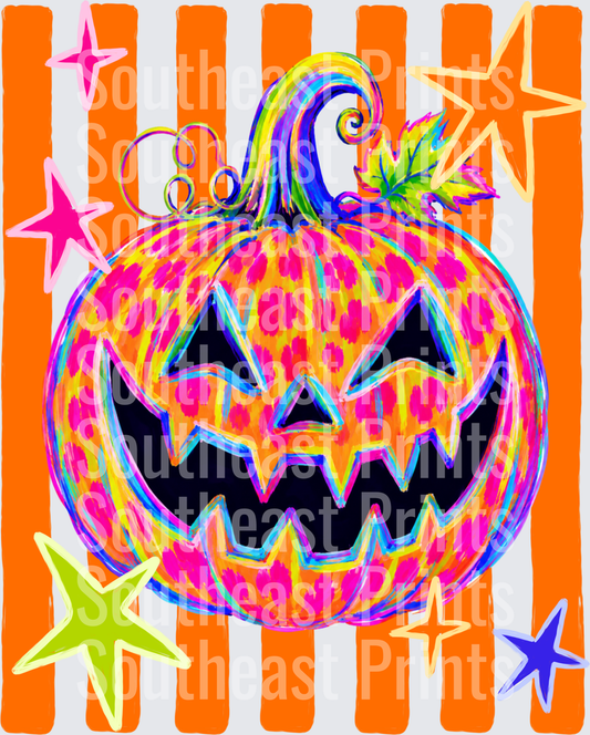 Neon Leopard Jack-o-Lantern