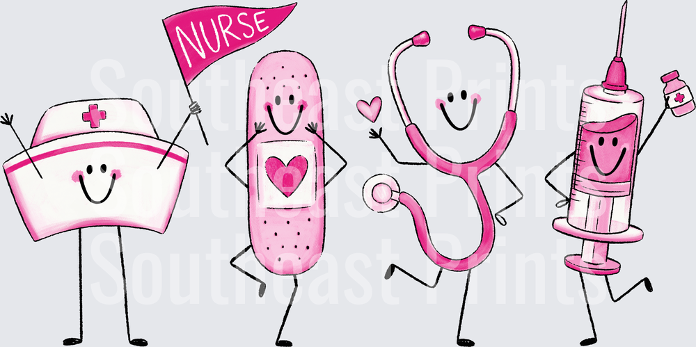 Cute Pink Nurse Characters