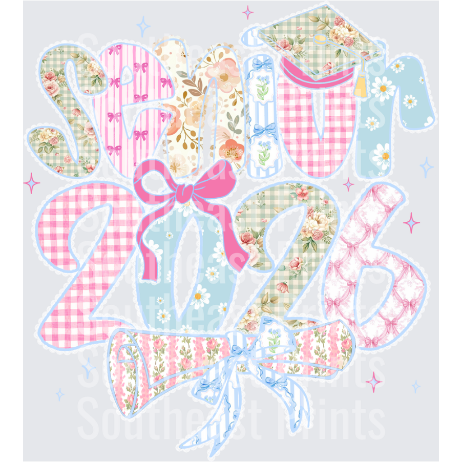 Spring 2026 Graduation Shabby Chic Floral Gingham Design