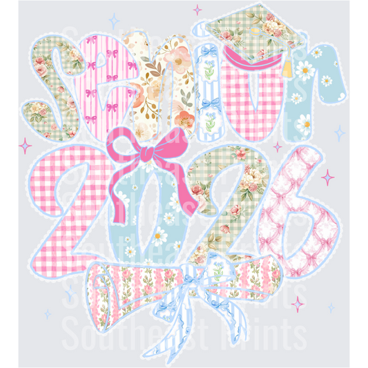 Spring 2026 Graduation Shabby Chic Floral Gingham Design
