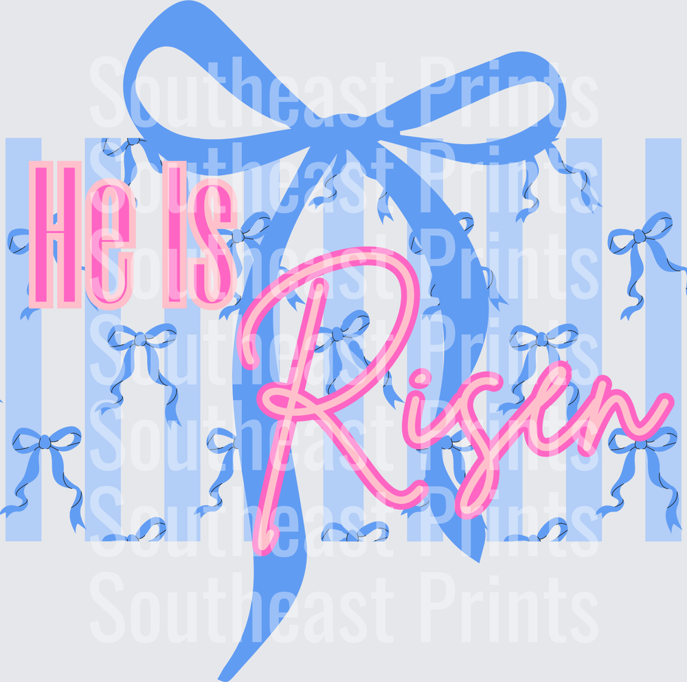 He Is Risen Easter Bow Blue