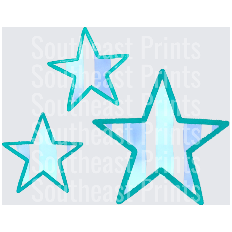 Turquoise Watercolor Stars