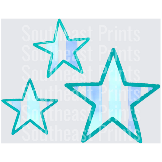 Turquoise Watercolor Stars