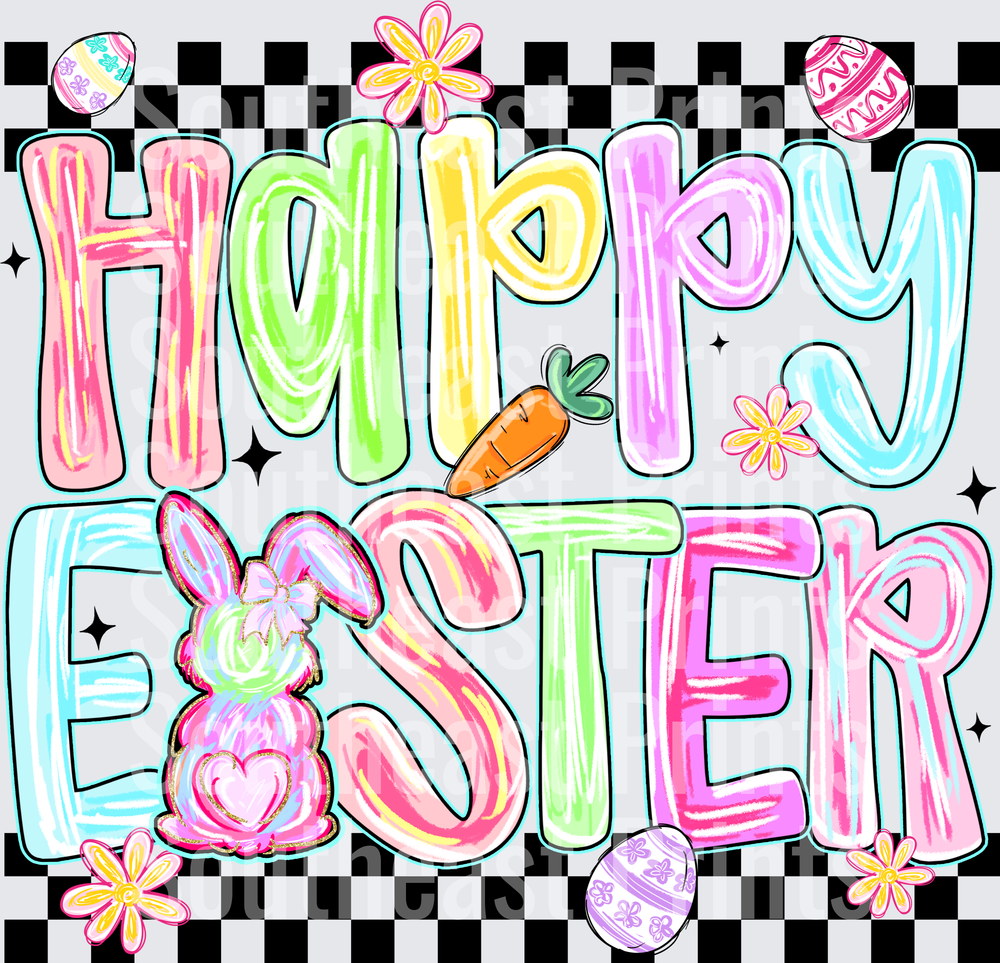 Happy Easter Colorful Bunny Eggs