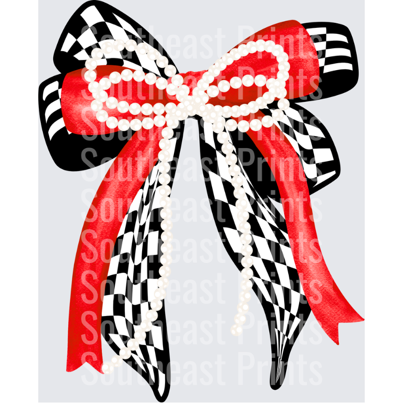Racing Checkered Pearl Bow