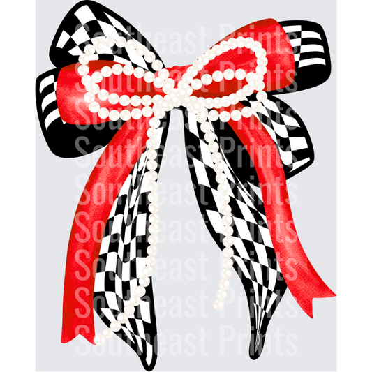 Racing Checkered Pearl Bow