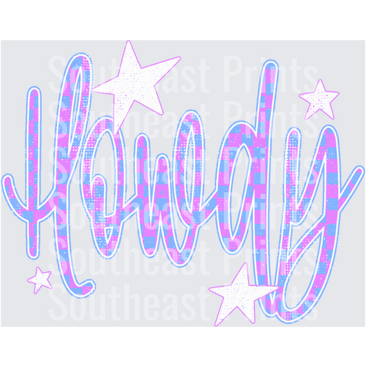 Howdy Pink Plaid Stars