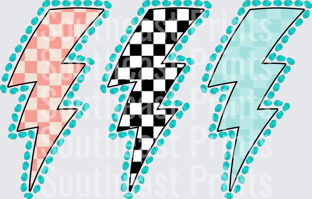 Checkered Lightning Bolts