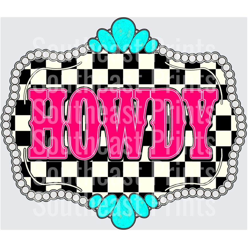 Howdy Checkered Turquoise