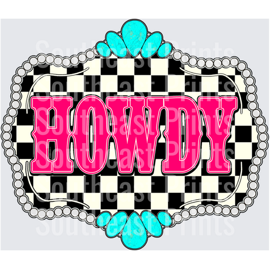 Howdy Checkered Turquoise