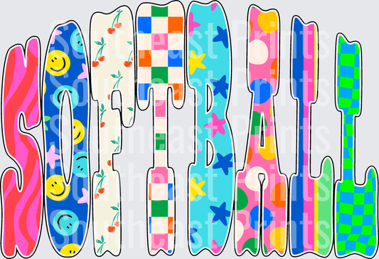 Patterned Softball Lettering