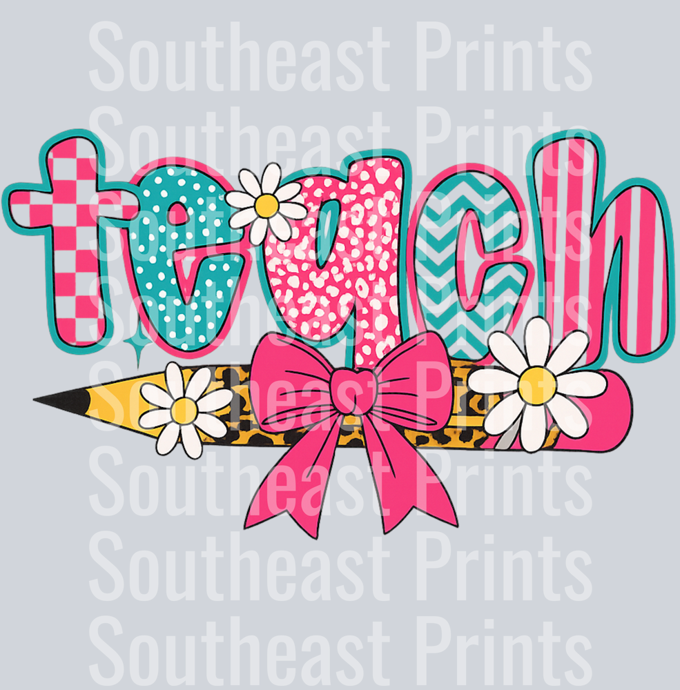 Retro Checkered Teacher Floral Coquette Teacher Png