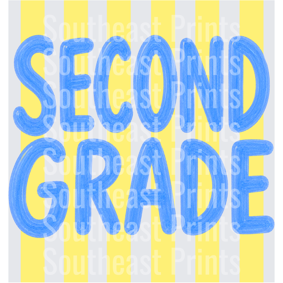 Bold Blue Second Grade Yellow Stripes