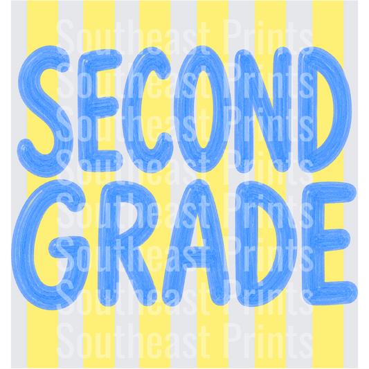 Bold Blue Second Grade Yellow Stripes