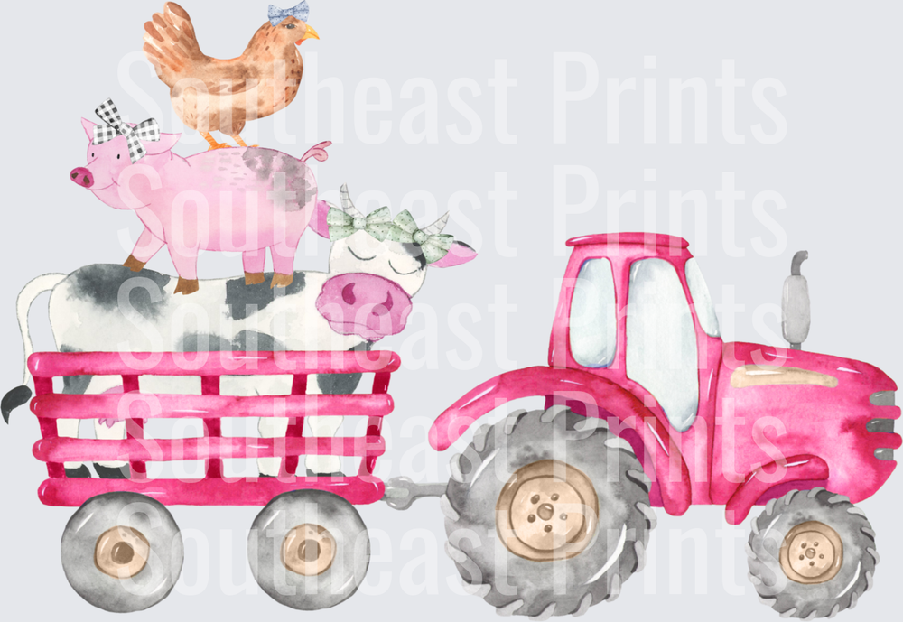 Pink Tractor Farm Animals