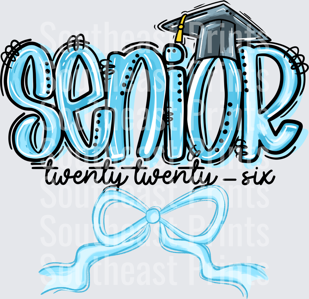 Senior Twenty Twenty Six Graduation Cap and Bow Design