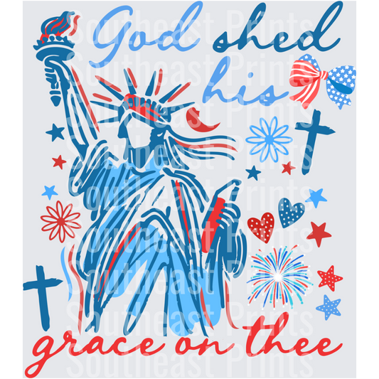 God Shed His Grace On Thee Statue of Liberty Patriotic Design