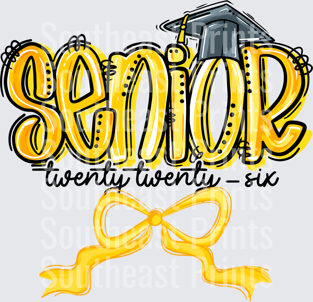 Class of 2026 Senior Graduation Cap with Yellow Bow