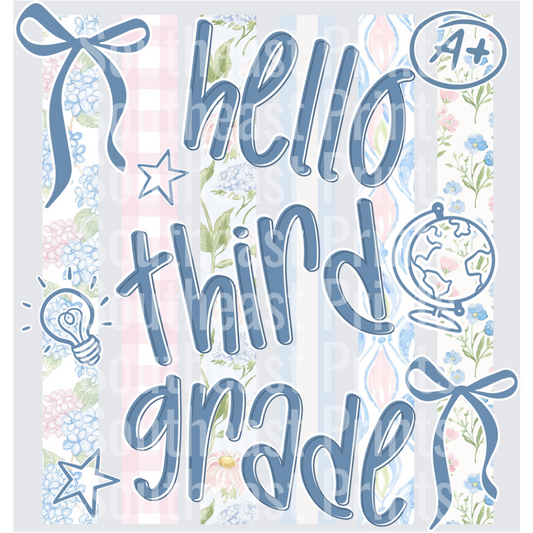 Hello Third Grade Floral Coquette