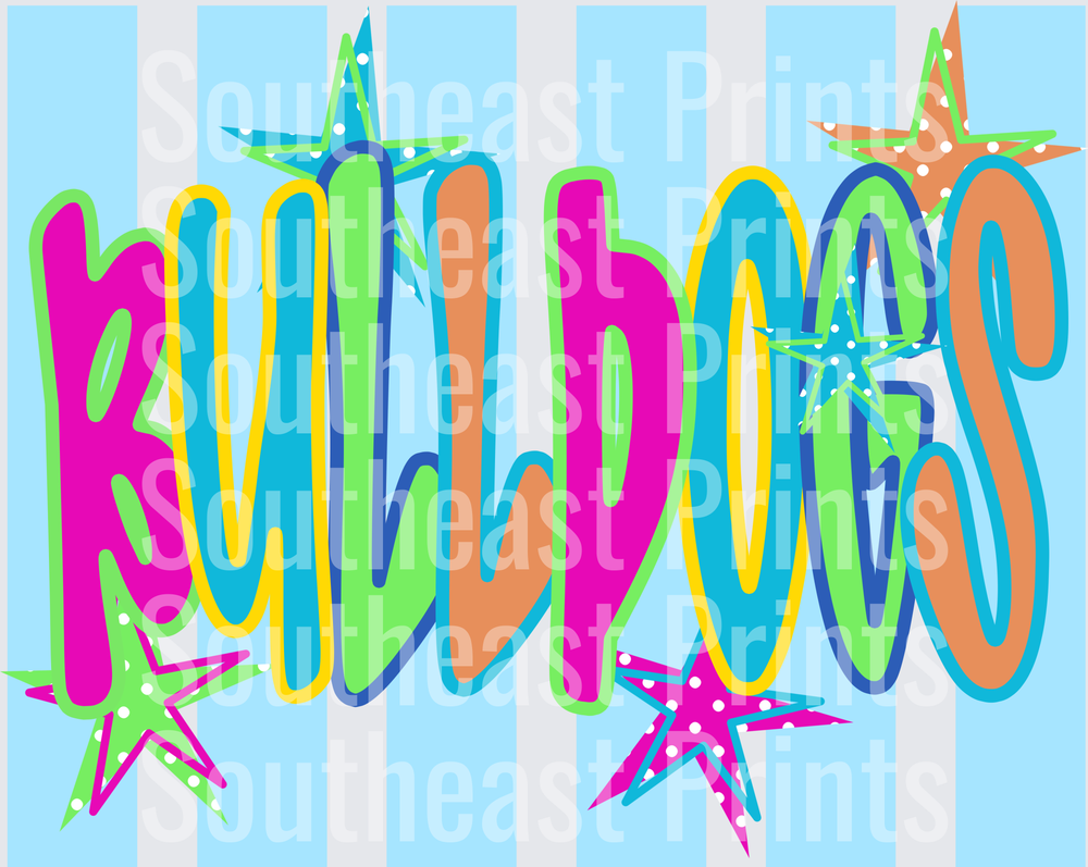 Bulldogs Colorful Stars