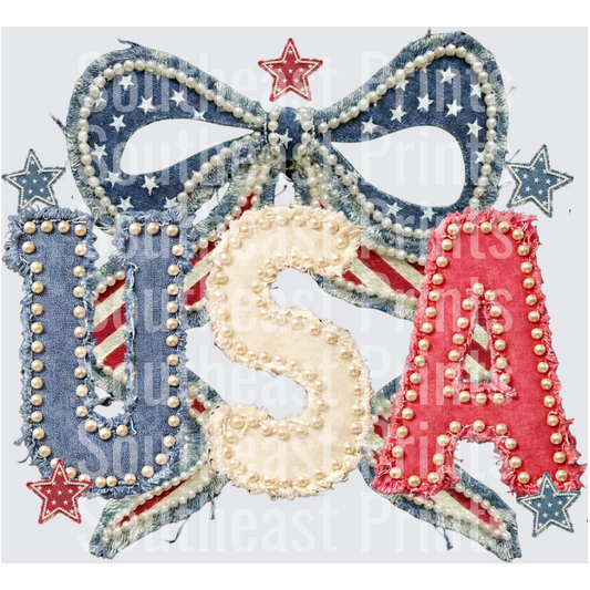 Patriotic Pearl USA Bow