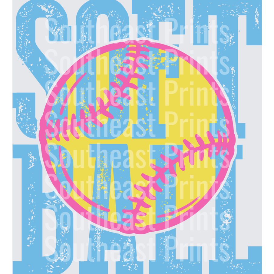 Distressed Softball Typography