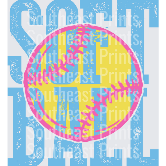 Distressed Softball Typography