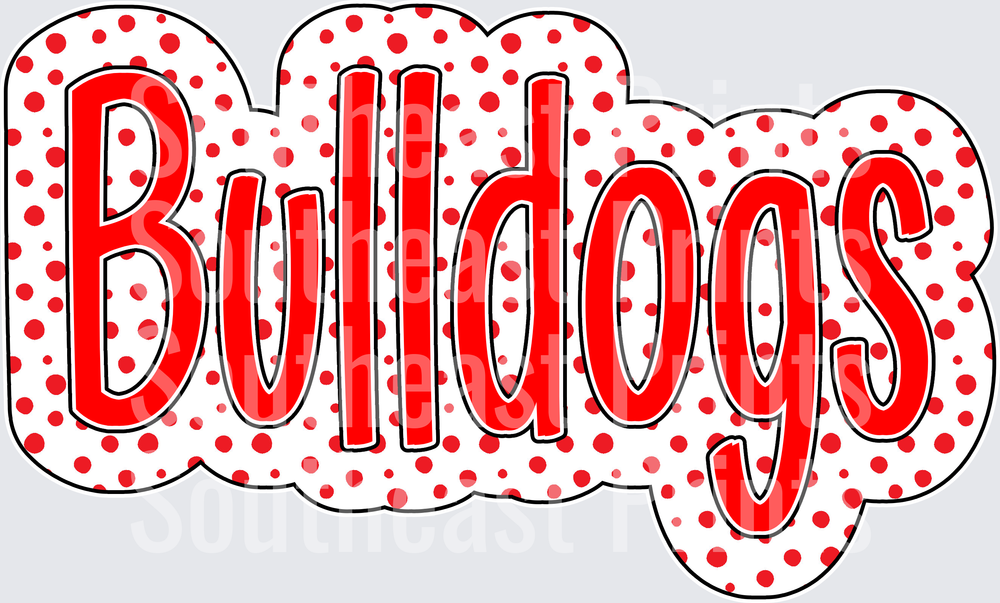 Bulldogs Red Polka Dots